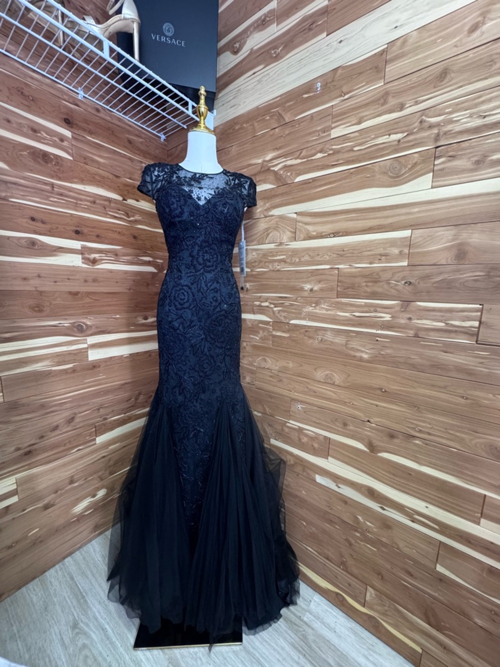 Sherri Hill Beaded Mermaid Gown Black Size 2 NWT
